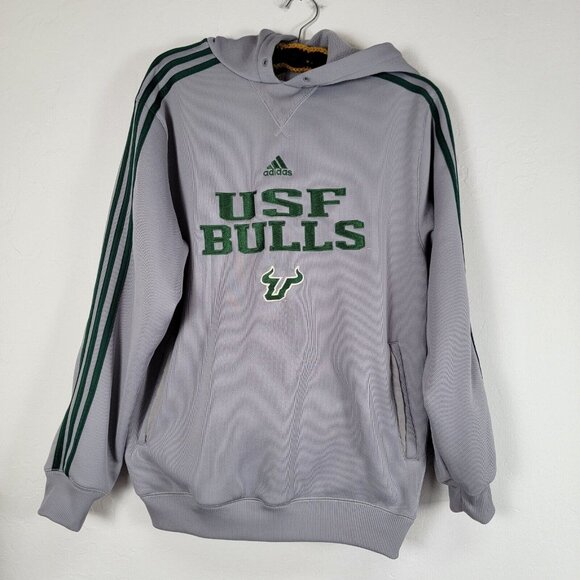 Adidas USF Bulls Gray Hoodie Pullover Mens Size Medium South Florida Sweatshirt - Picture 1 of 7
